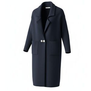 Caracilia Long Cardigan Sweater Women Size M Cable Knit Sweater Jacket Navy Blue